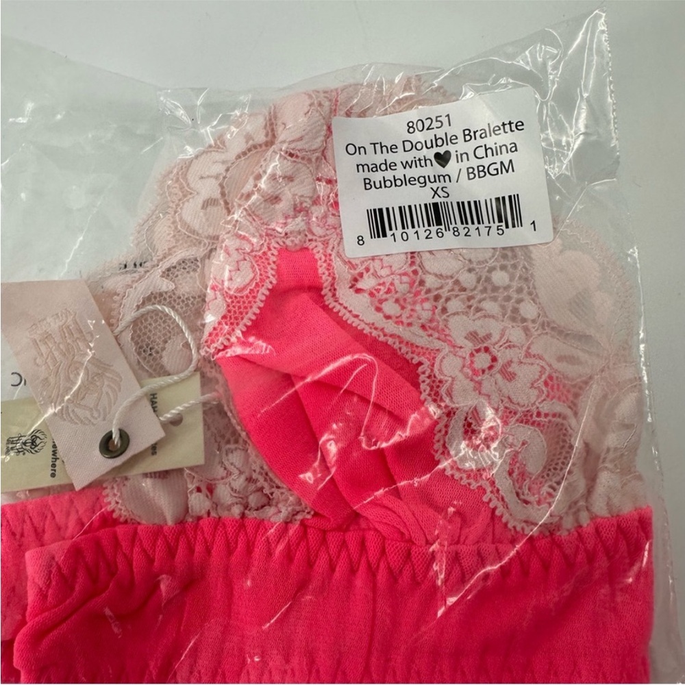 Free People x Hah On The Double Bralette Bubblegum Pink Neon XS New with Tags - Picture 5 of 13